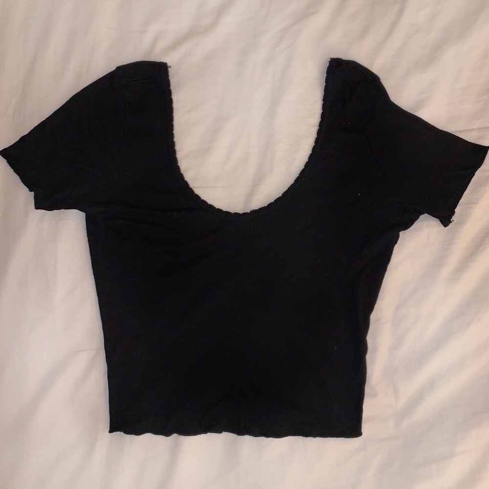 Truly, Madly, Deeply Short-Sleeve Black Crop-Top